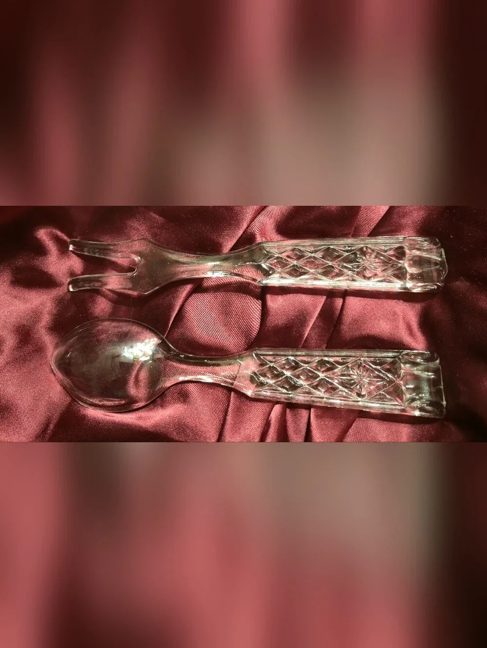 Anchor Hocking Wexford Glass Salad Serving Spoon & Fork Set